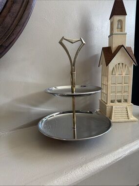 Mid Century Tiered Metal Serving Tray